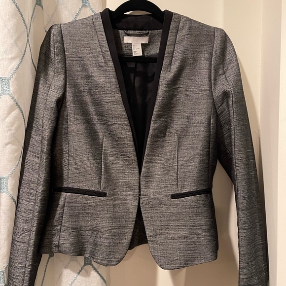 H&M grey tweed like blazer size 8 - Picture 1 of 6